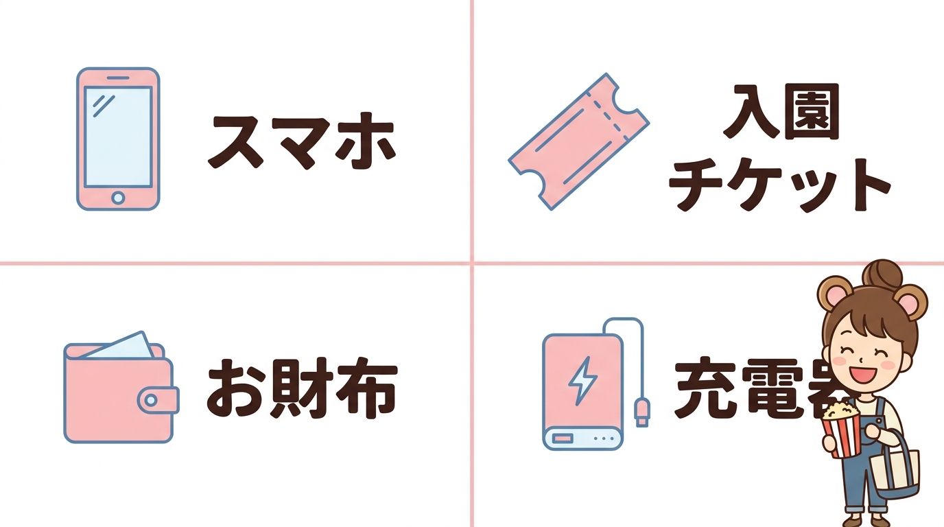 ディズニーに行く際の持ち物の必需品
