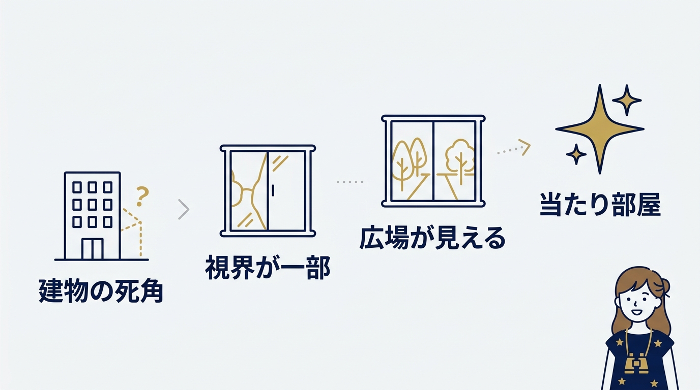 パークが見える部屋の視界とマッピング