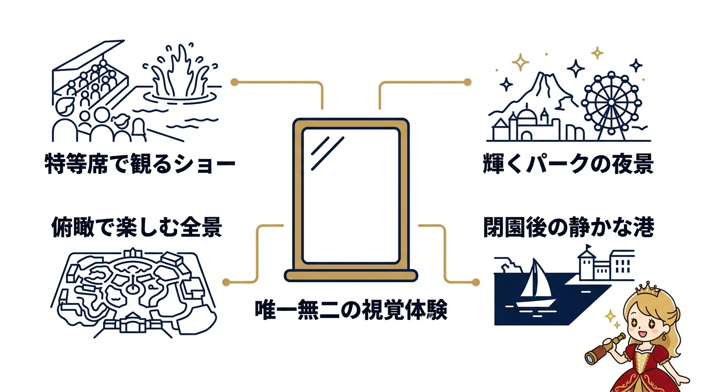 ミラコスタ最上階の窓から見える唯一無二の景色