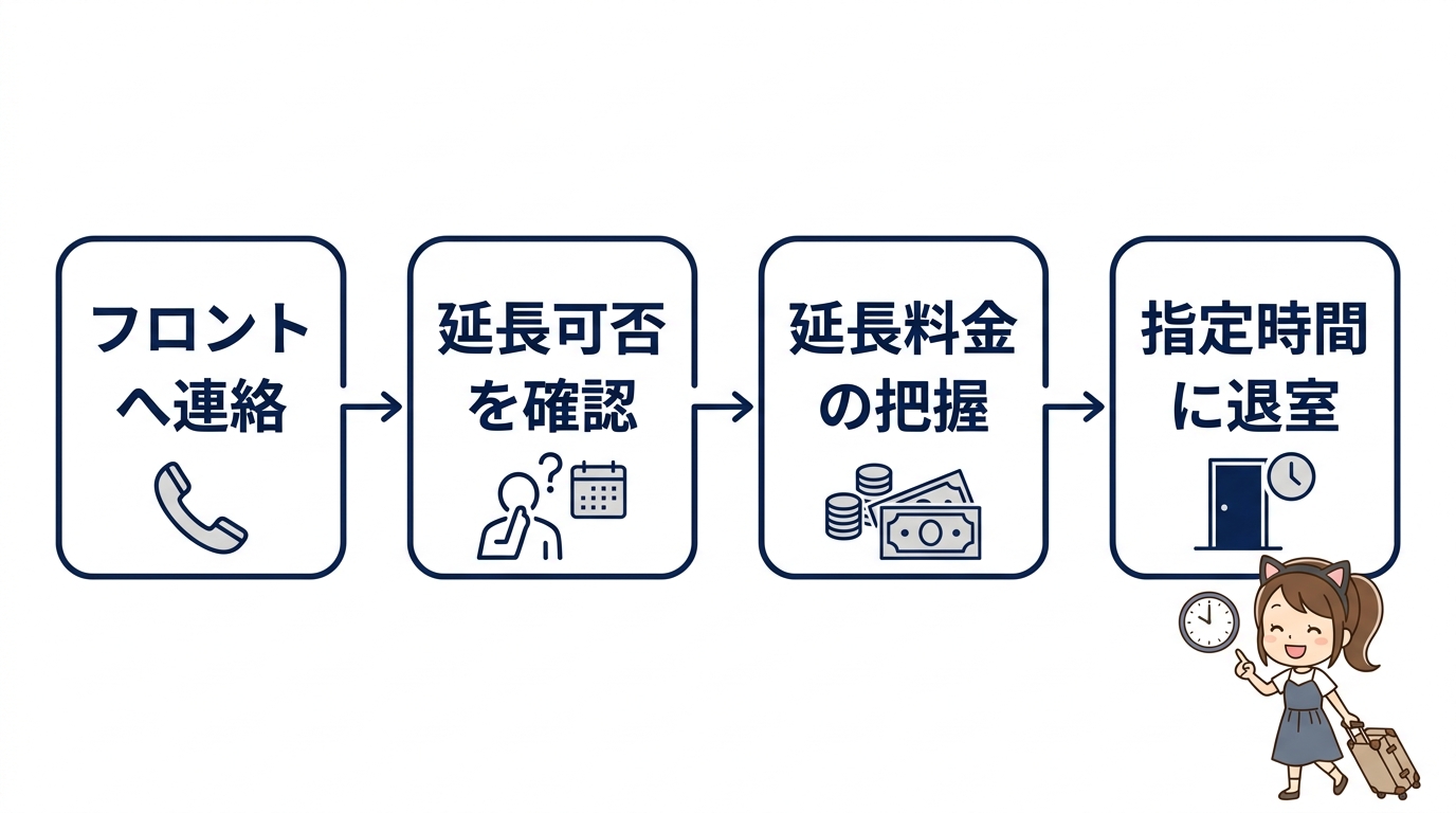 チェックアウトを延ばす延長料金と方法
