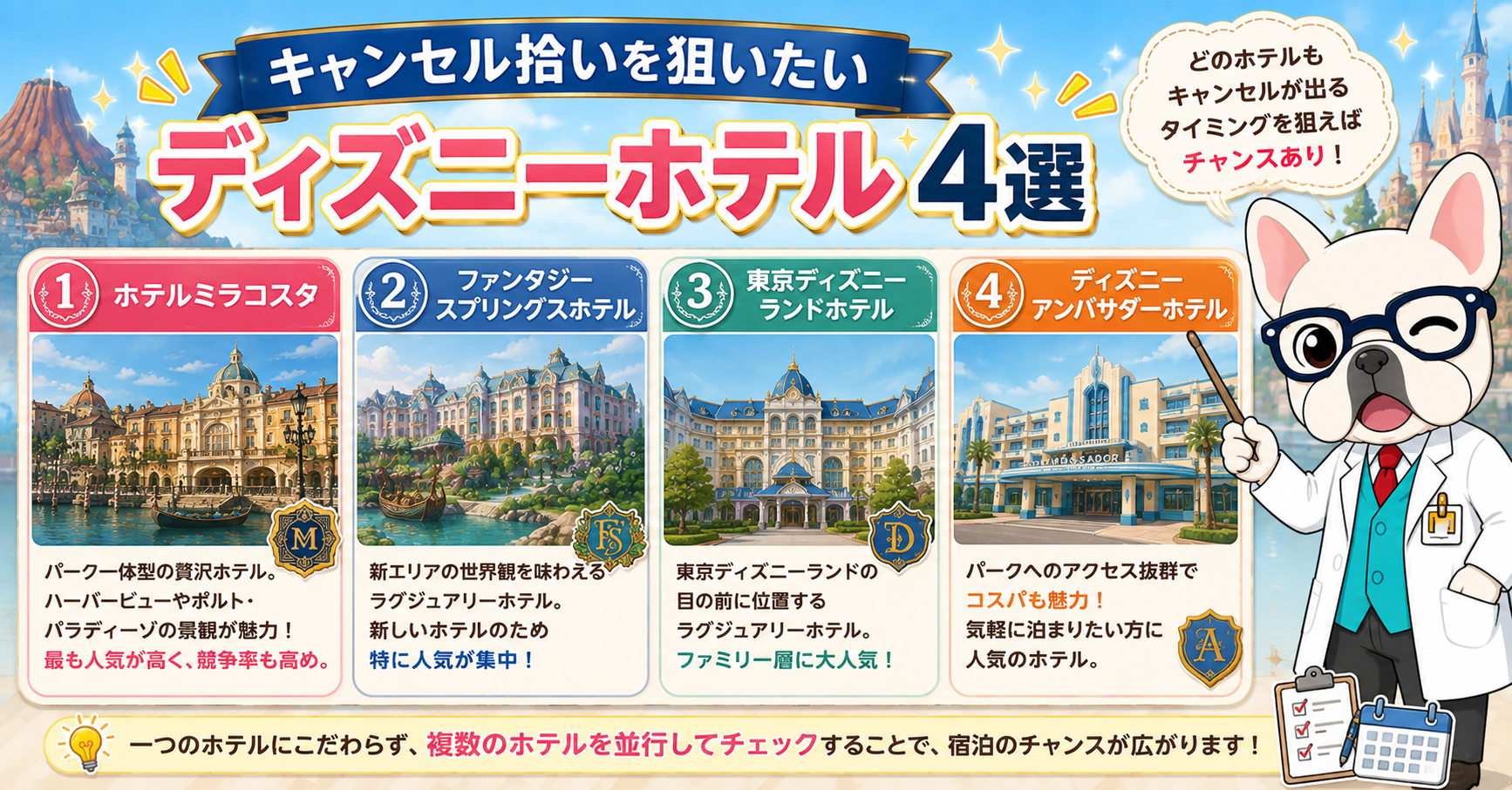 キャンセル拾いを狙いたいディズニーホテル4選