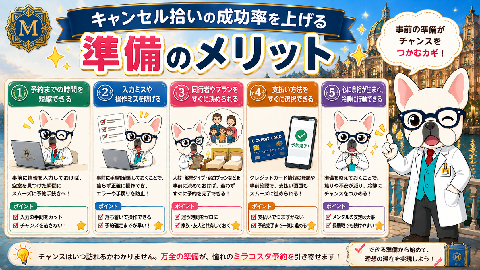 キャンセル拾いの成功率を上げる準備のメリット
